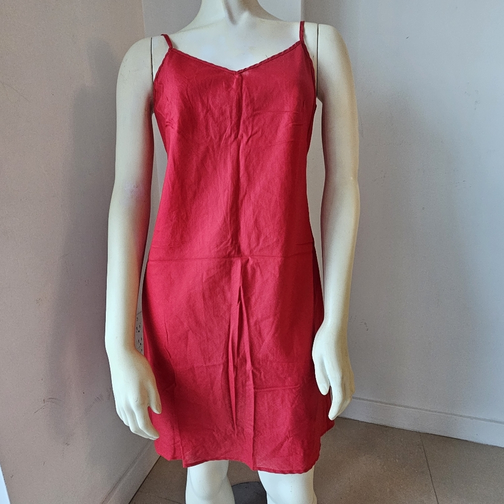 Basiques Dress Size 2 Red Strappy Cotton Mini Summer Beach Outfit Made In France